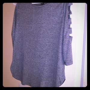 Small iz beyer grey blouse with cut out sleeves